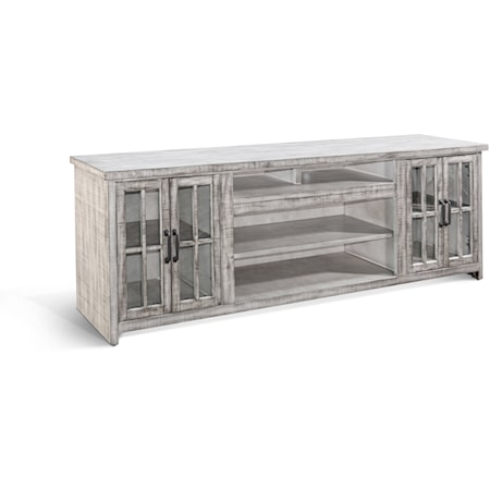 Farmhouse TV Console with Glass Doors