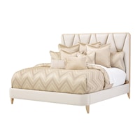 Transitional Upholstered Queen Panel Bed with USB Charging Ports