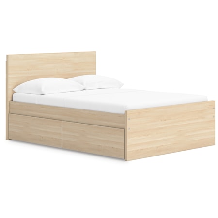 Full Panel Platform Bed With 1 Side Storage