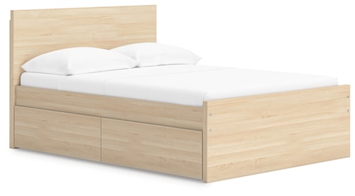 Full Panel Platform Bed With 1 Side Storage