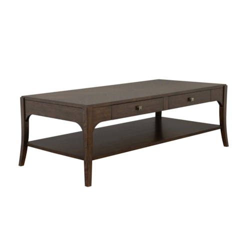 Transitional 2-Drawer Rectangular Coffee Table with Lower Shelf