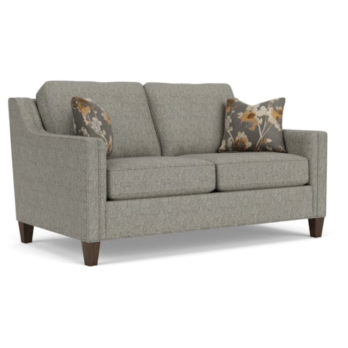 Transitional Loveseat with Tapered Legs