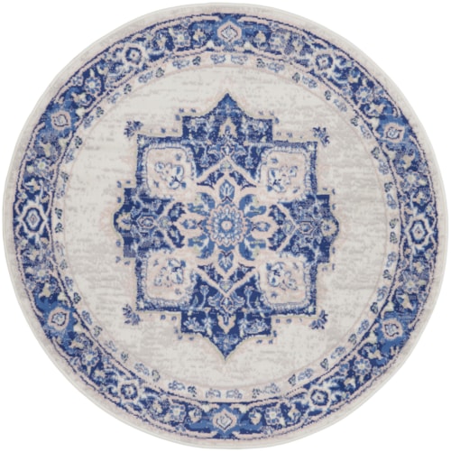 5'  Ivory Blue Round Rug
