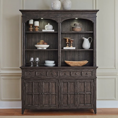 Traditional Hutch and Buffet with Removable Silverware Tray