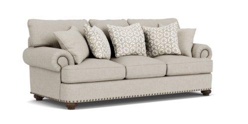 Traditional Stationary Sofa with Nailhead Trim