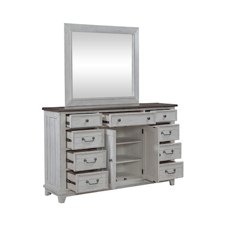 Dresser and Mirror Set