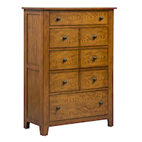Rustic 5-Drawer Bedroom Chest with Antique Brass Hardware