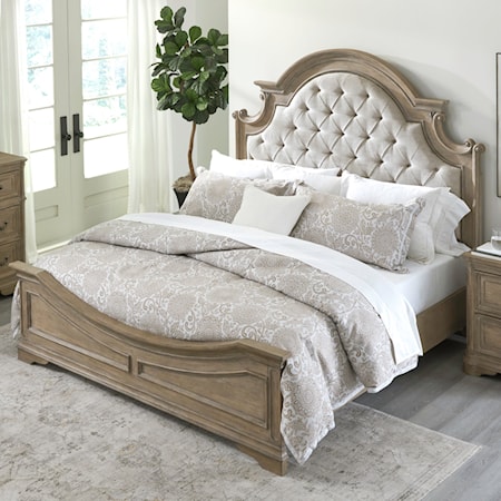 King Upholstered Panel Bed