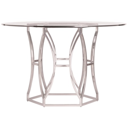 Argent 48" Rd. Glass-Top Dining Table