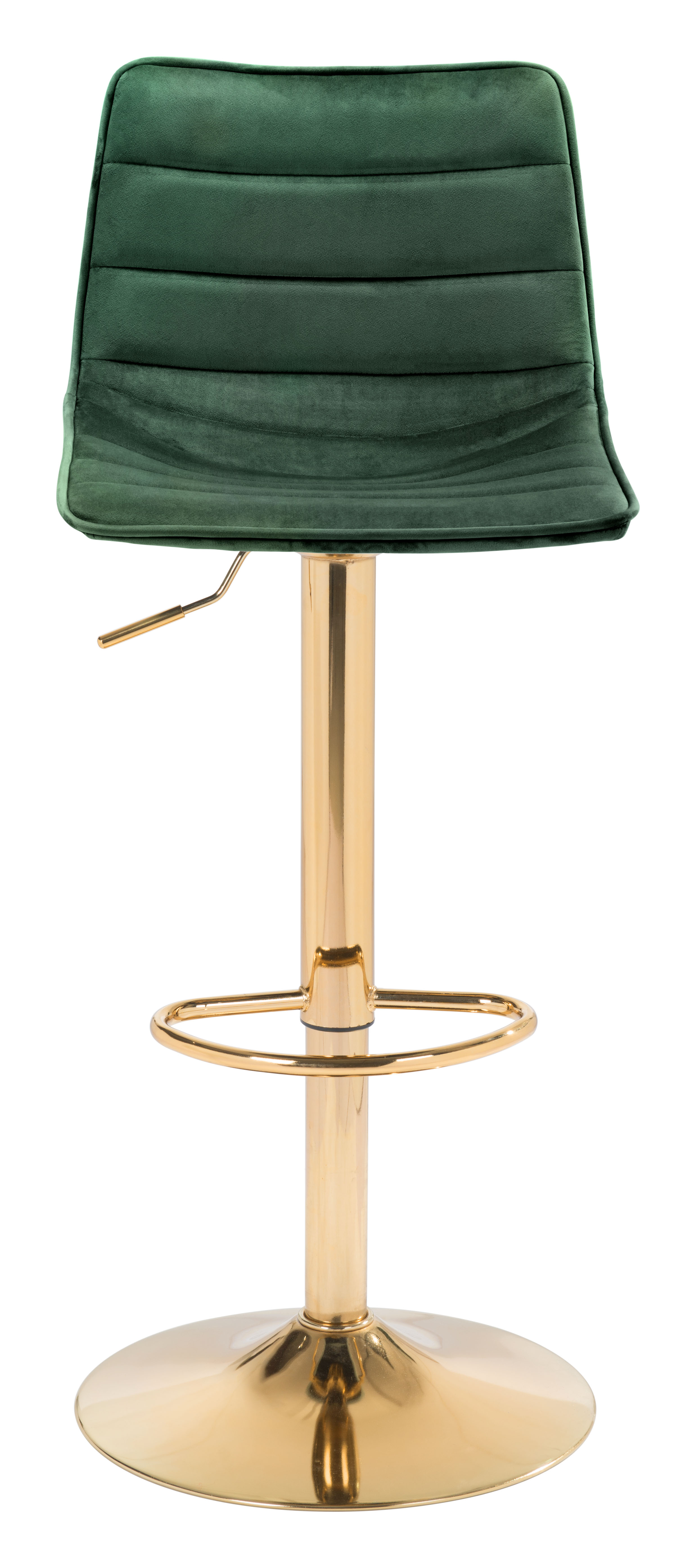 Zuo Prima Prima Bar Chair Dark Green & Gold Value City Furniture