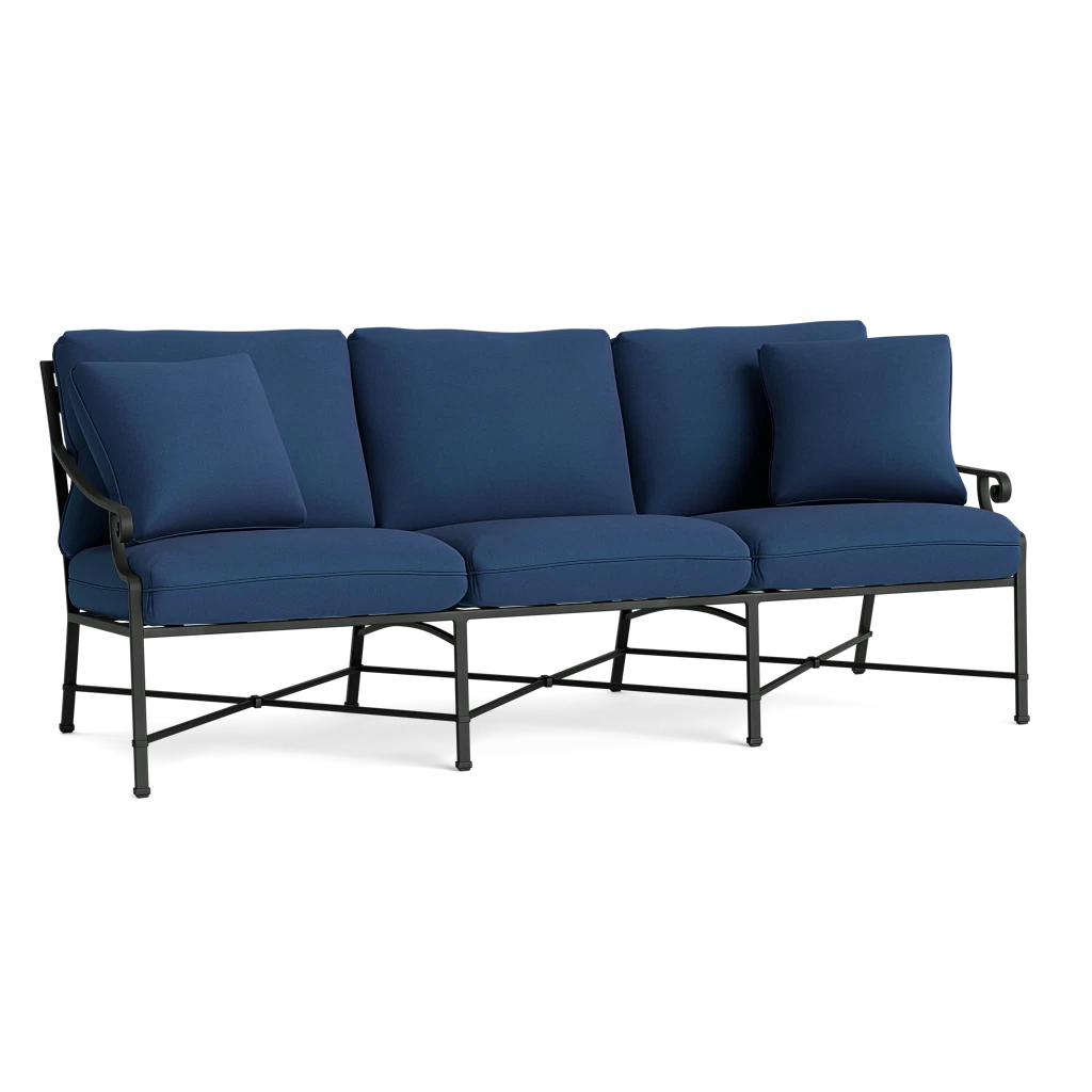 Scroll-Arm Sofa w/Throw Pillows