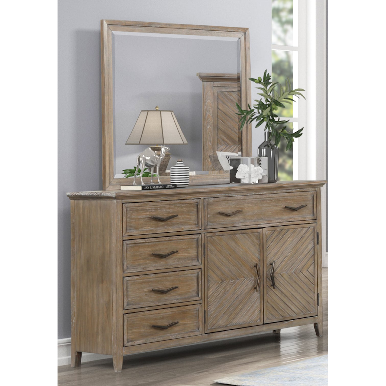 New Classic Furniture Tybee Dresser with Mirror