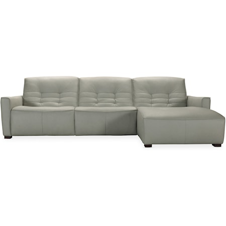 Contemporary Power Reclining Chaise Sofa with Tufting