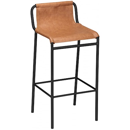 Cognac Faux Leather Counter Stool