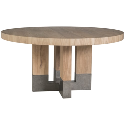 Rustic Modern Round Wood and Metal Dining Table