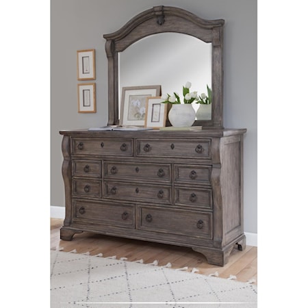 Triple Dresser with Landscape Mirror