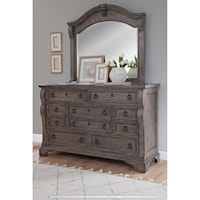 Traditional Triple Dresser with Landscape Mirror Set