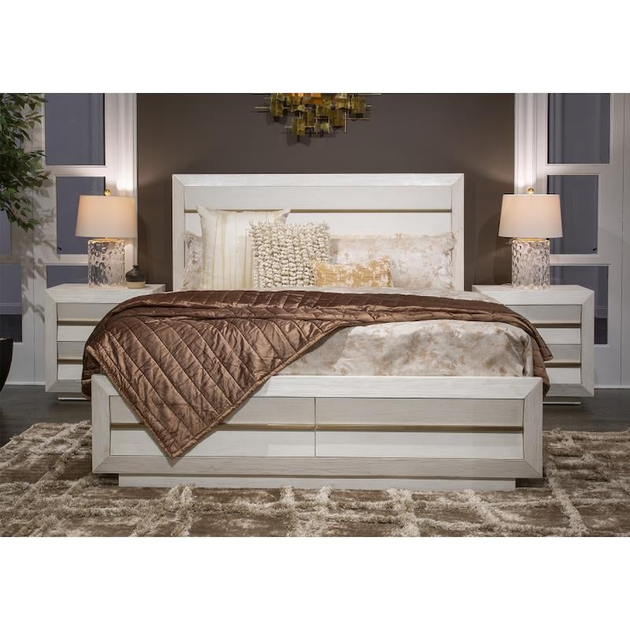 Magnussen Home Avondale Bedroom Queen Wood/Metal Panel Storage Bed
