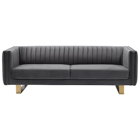 Modern Velvet Sofa with Matte Gold Legs