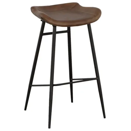 Leather Barstool w/Decorative Stitching