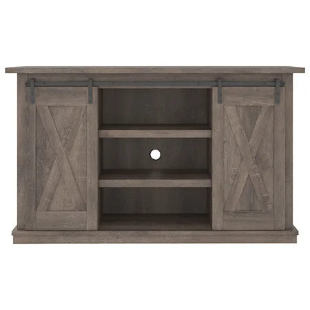Farmhouse Style Medium TV Stand with Barn Doors - KD IN A BOX