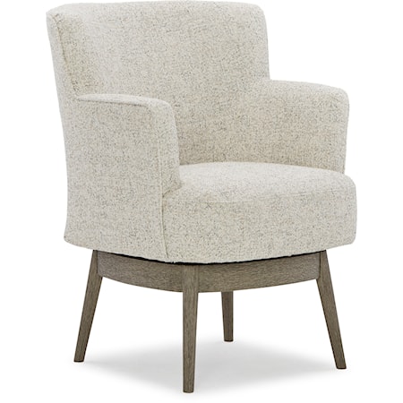 Contemporary Swivel Chair with Wood Base