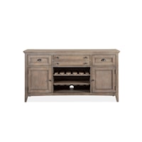 Transitional 4-Drawer Buffet with Wine Bottle Rack