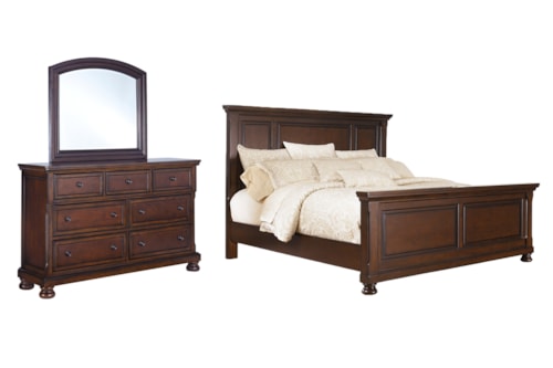 3pc California King Panel Bed, Dresser and Mirror