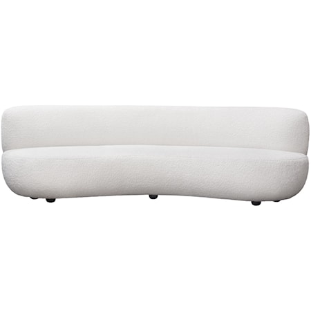 Curved Sofa in White Faux Sheepskin