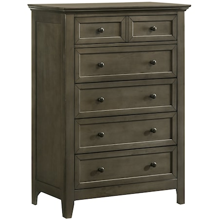 Contemporary 5-Drawer Chest with Cedar Lined Bottom Drawer