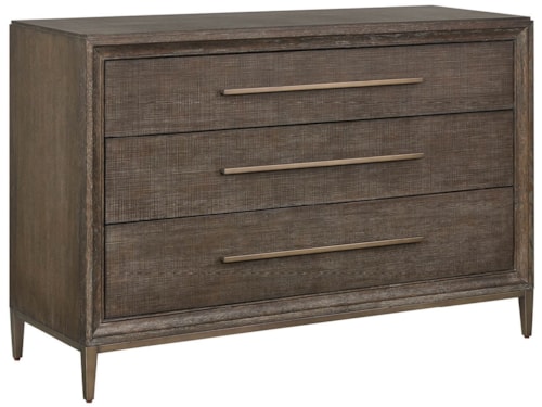 Transitional 3-Drawer Bedroom Chest with Smoked Gold Pulls