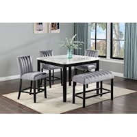 5-Piece Counter Height Dining Set with Upholstered Bench