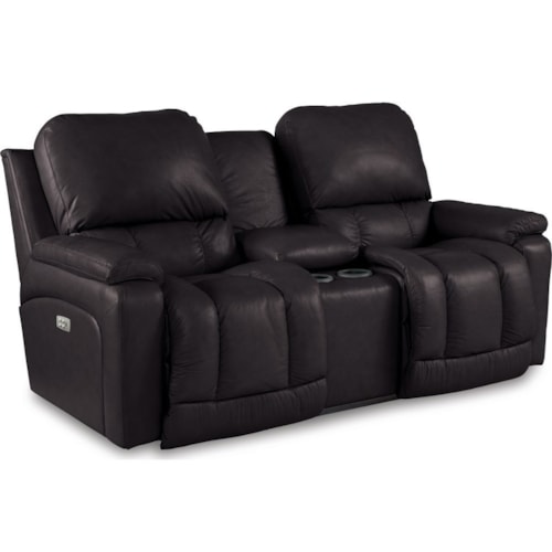Casual Power Reclining Console Loveseat with USB Charging Ports and Power Tilt Headrests