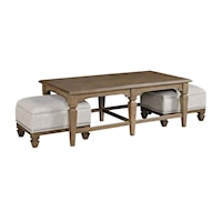Traditional Nesting Coffee Table with 2 Ottomans