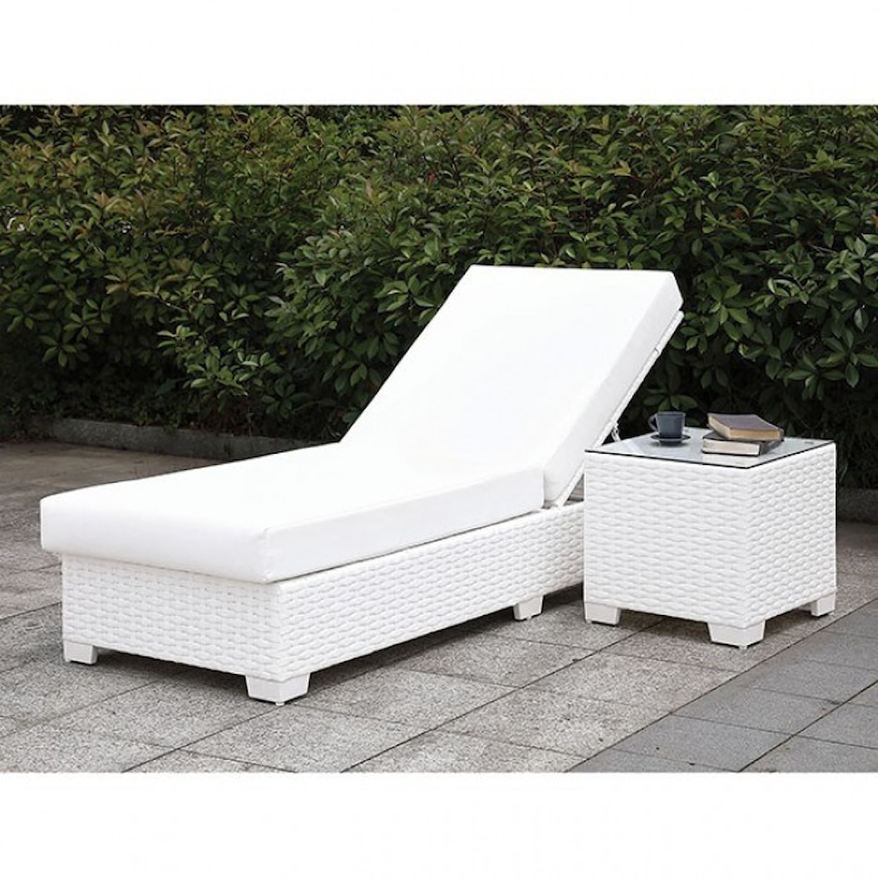 Furniture of America Somani 2 Adjustable Chaises + End Table