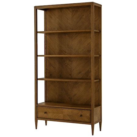 Transitional Open Bookcase with Drawer