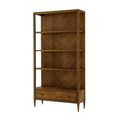 Transitional Open Bookcase with Drawer