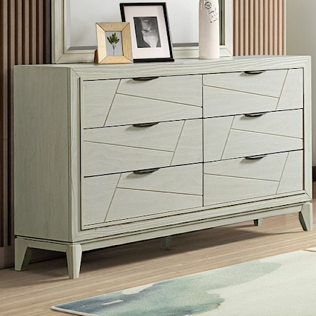 Contemporary 6-Drawer Dresser with Felt-Lined Top Drawers