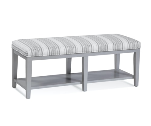 Transitional Upholstered Bench with Lower Shelf