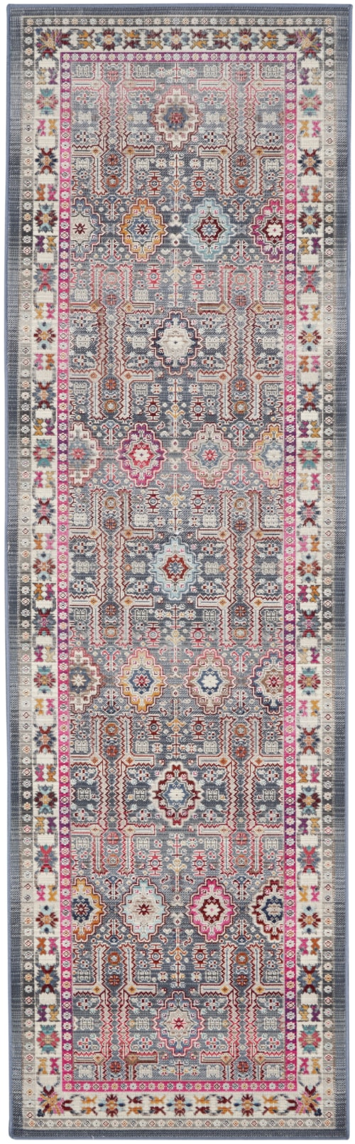 2'4" x 8' Grey/Multi Runner Rug