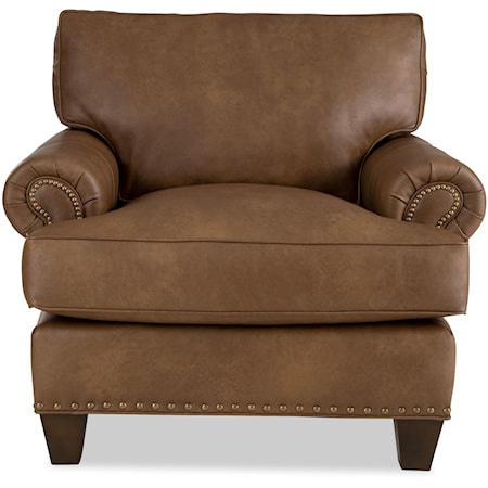 Customizable Leather Chair with Rolled Arms