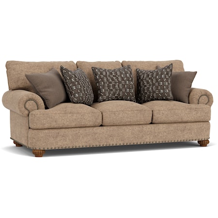 Traditional Stationary Sofa with Nailhead Trim