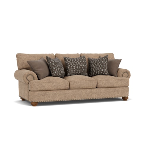 Traditional Stationary Sofa with Nailhead Trim