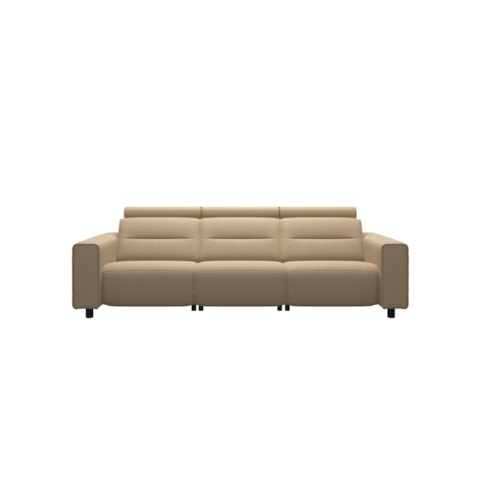 Contemporary Power Reclining Sofa with Power Headrests and Wide Arms