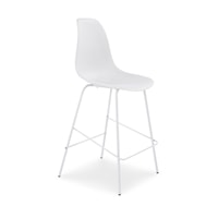 White Counter Height Bar Stool with Molded Plastic Seat