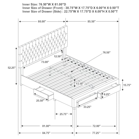 King Storage Bed Light