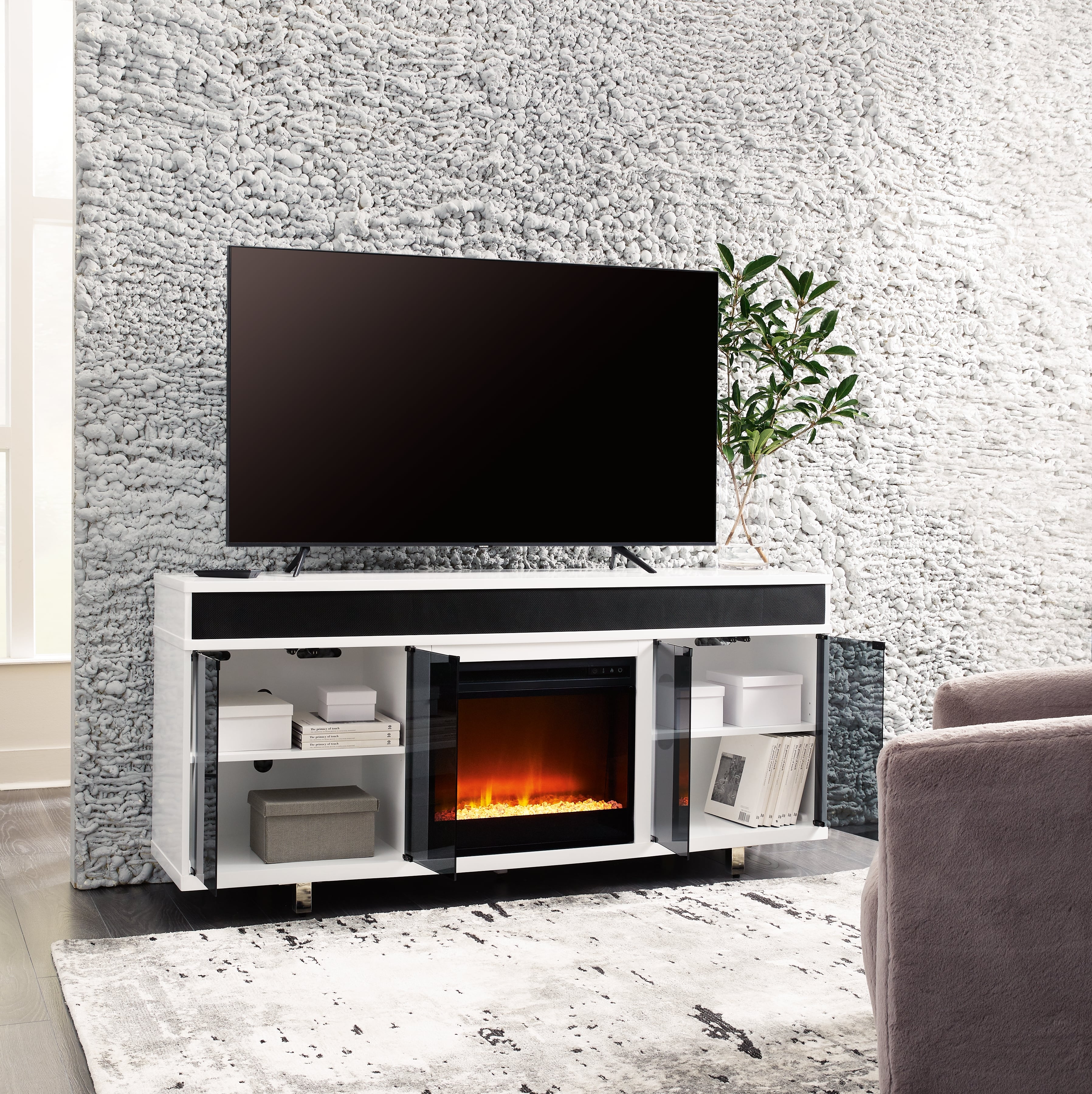 Signature Design by Ashley Gardoni W756W1 72" TV Stand With Electric Fireplace Standard