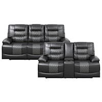 Transitional Reclining 2-Piece Living Room Set with USB Ports
