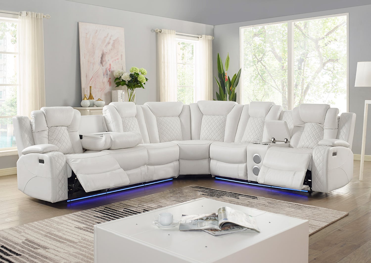 3 piece deals sectional reclining sofa