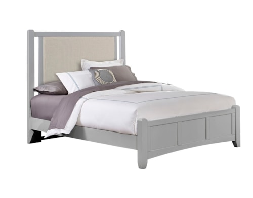 Transitional Upholstered California King Bed with Panel Footboard